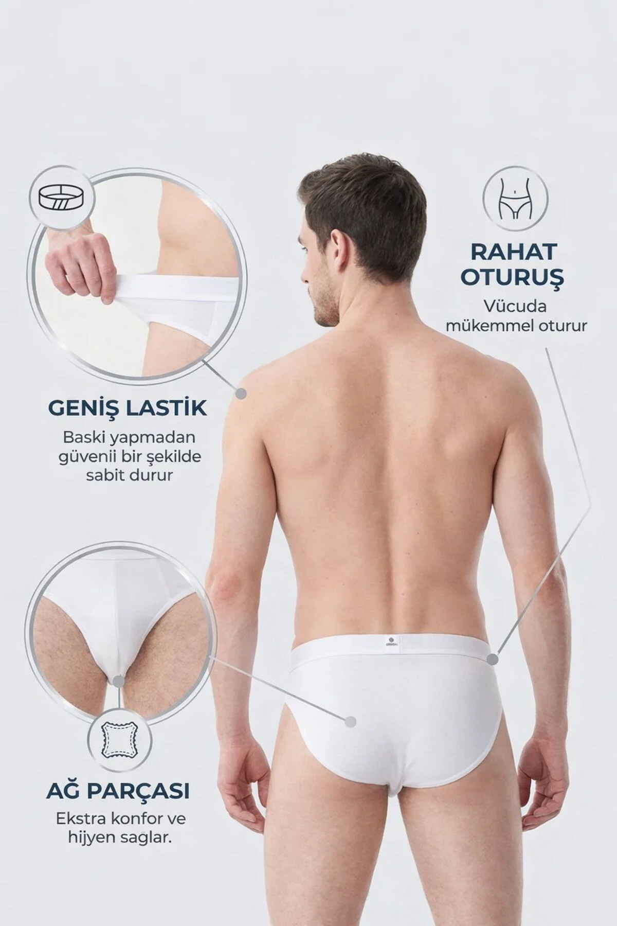 Erkek Slip Beyaz Renk 2'li Paket