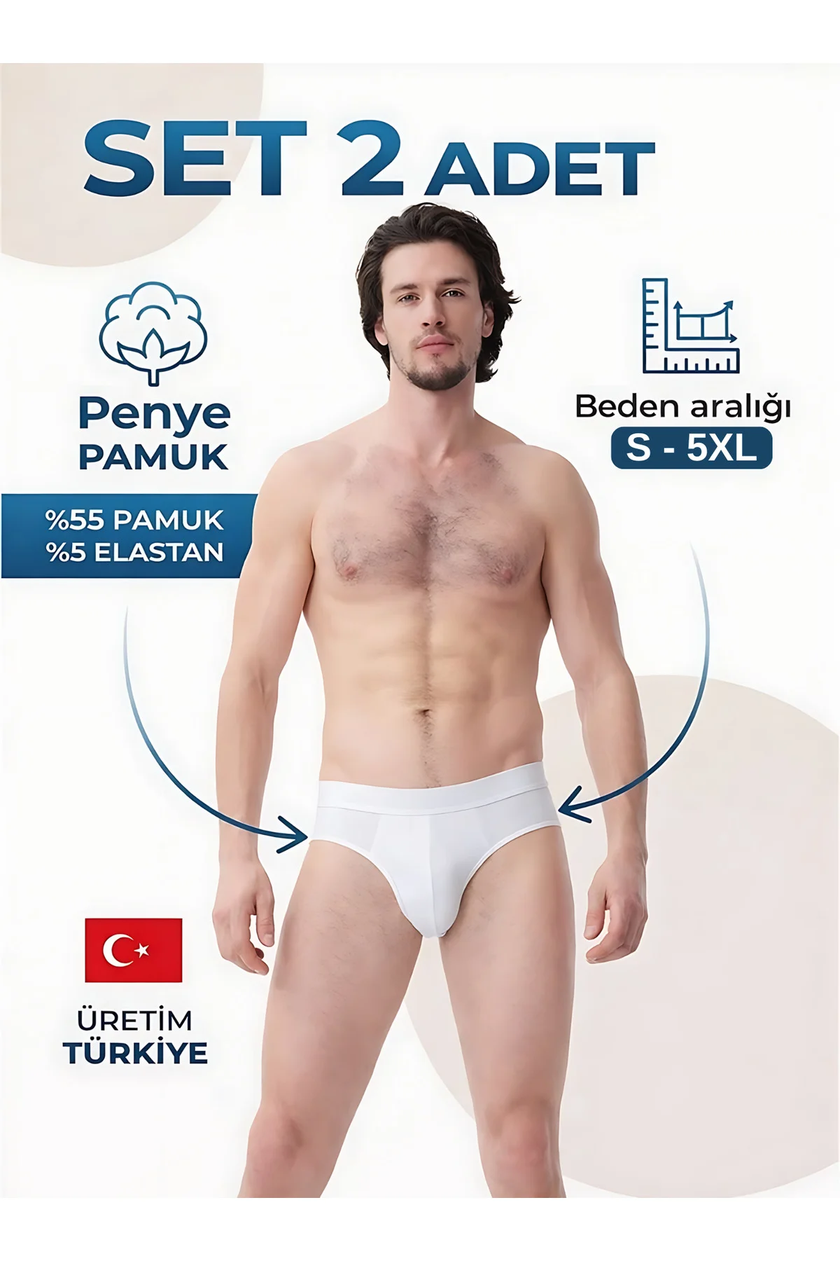 Erkek Slip Beyaz Renk 2'li Paket