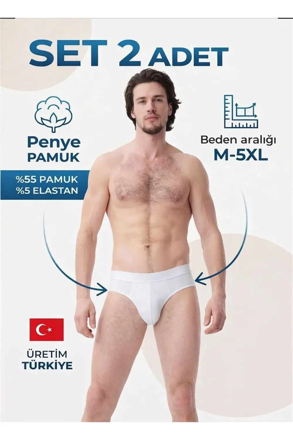 Erkek Slip Beyaz Renk 2'li Paket