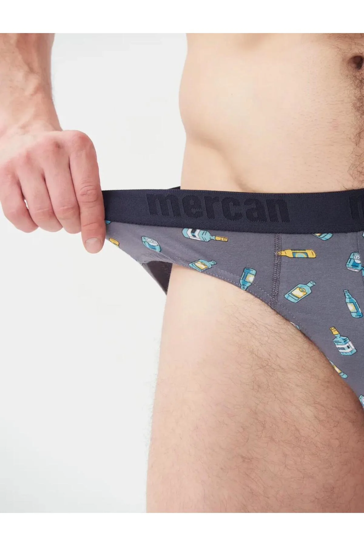 Erkek Slip Geyik-Şişe-Rota Desenli 3'lü Paket