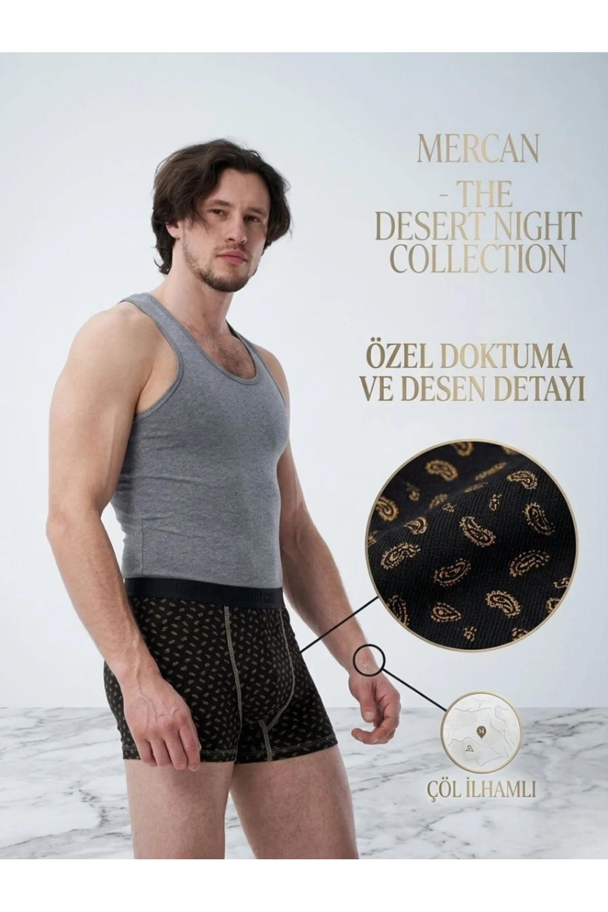 Erkek Slip Külot ve Boxer Seti 2'li Paket Pamuklu Premium Desenli