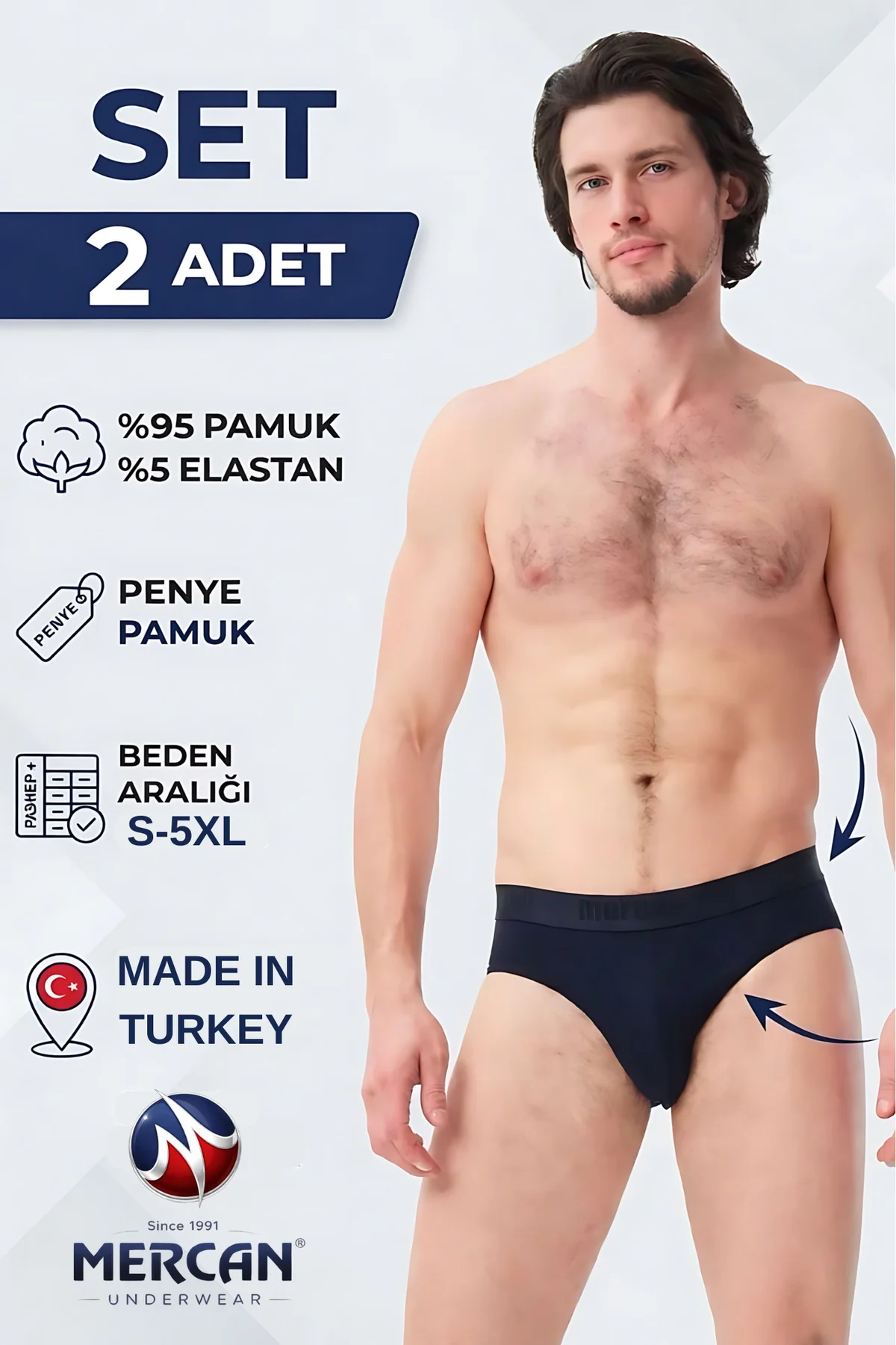 Erkek Slip Lacivert Renk 2'li Paket