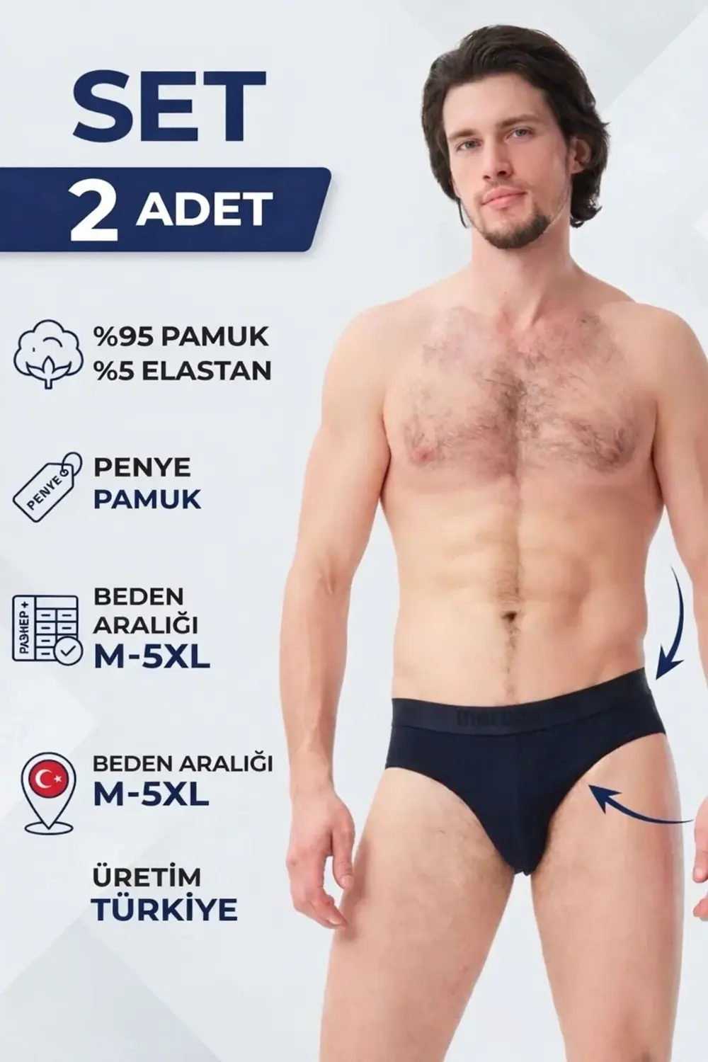 Erkek Slip Lacivert Renk 2'li Paket