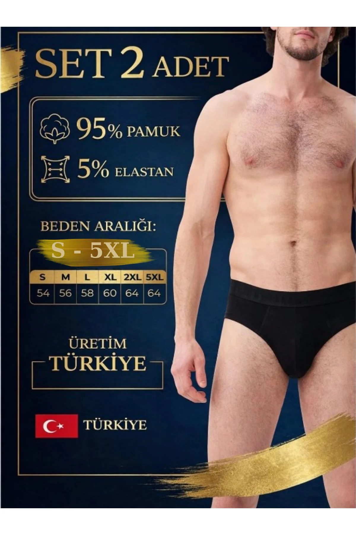 Erkek Slip Siyah Renk 2'li Paket