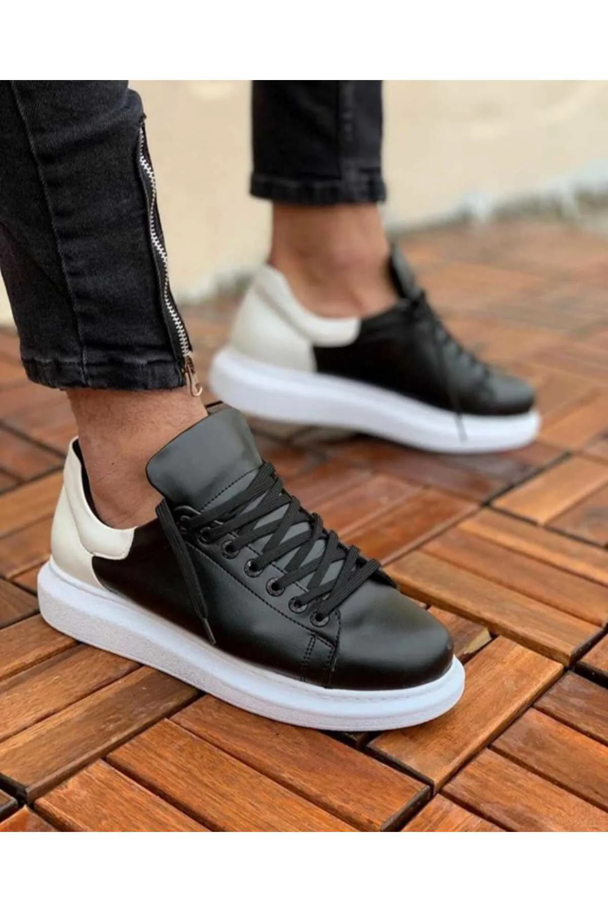 ERKEK SNEAKER RAHAT SPOR AYAKKABI SİYAH-BEYAZ