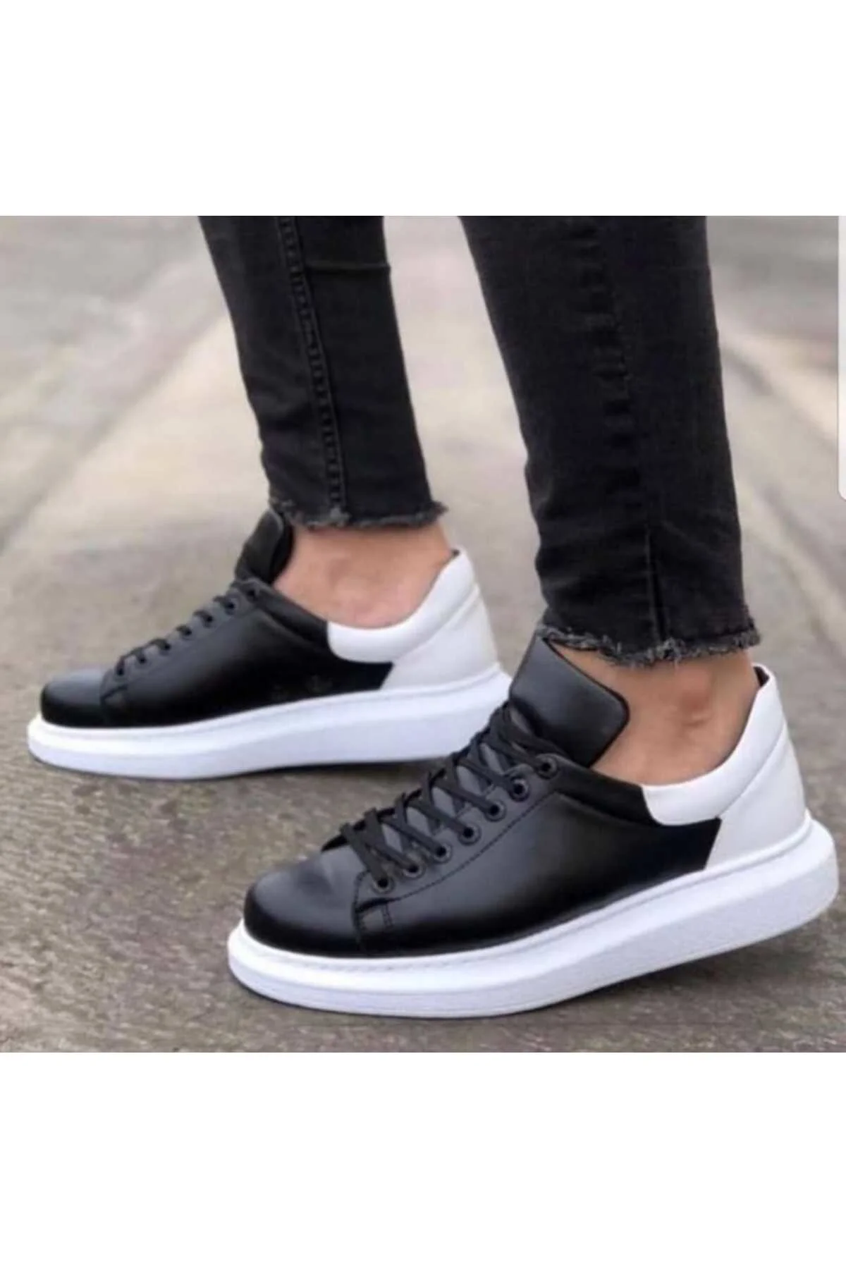ERKEK SNEAKER RAHAT SPOR AYAKKABI SİYAH-BEYAZ
