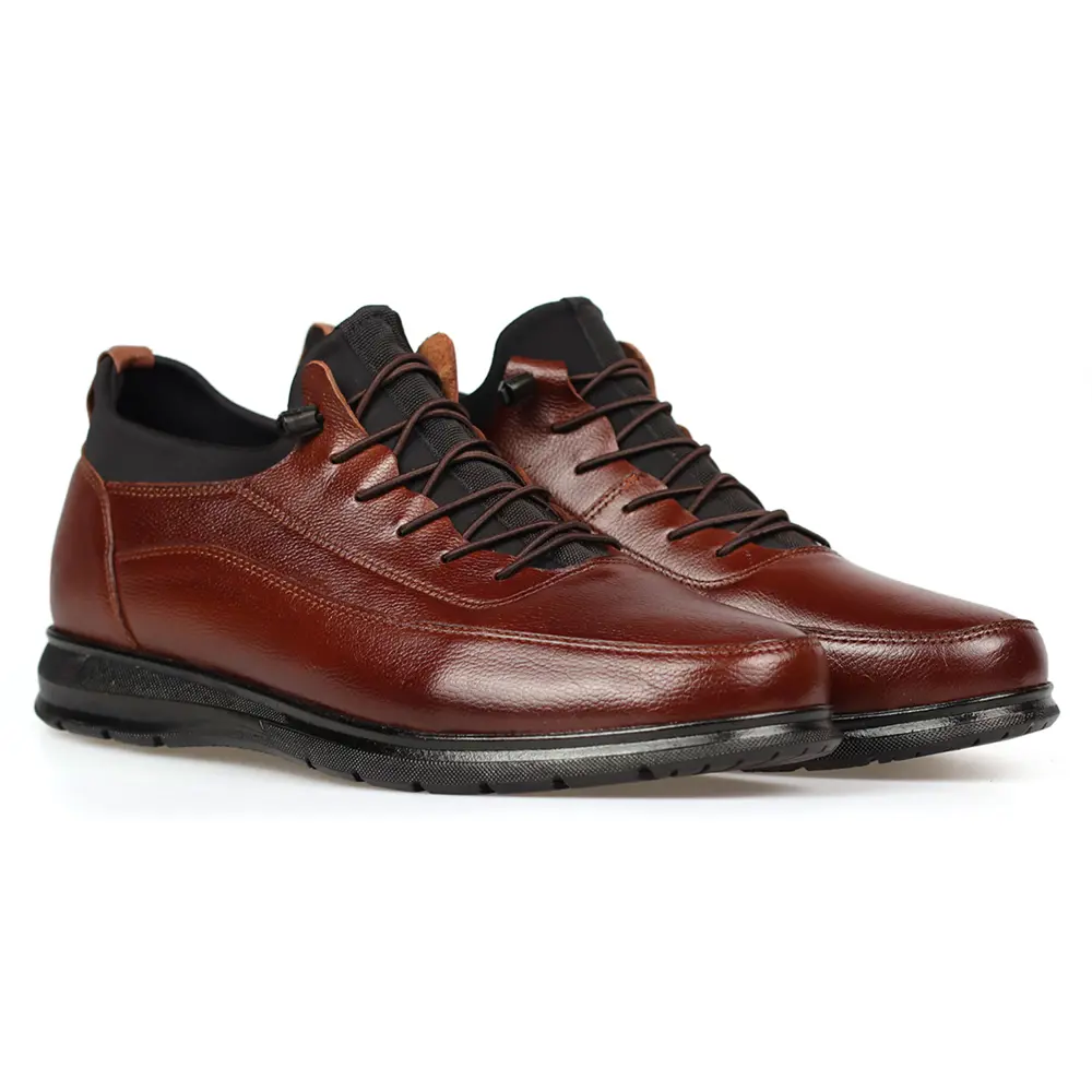 Erkek Taba Hakiki Deri Ortopedik Günlük Ayakkabı – Kauçuk Kaymaz 