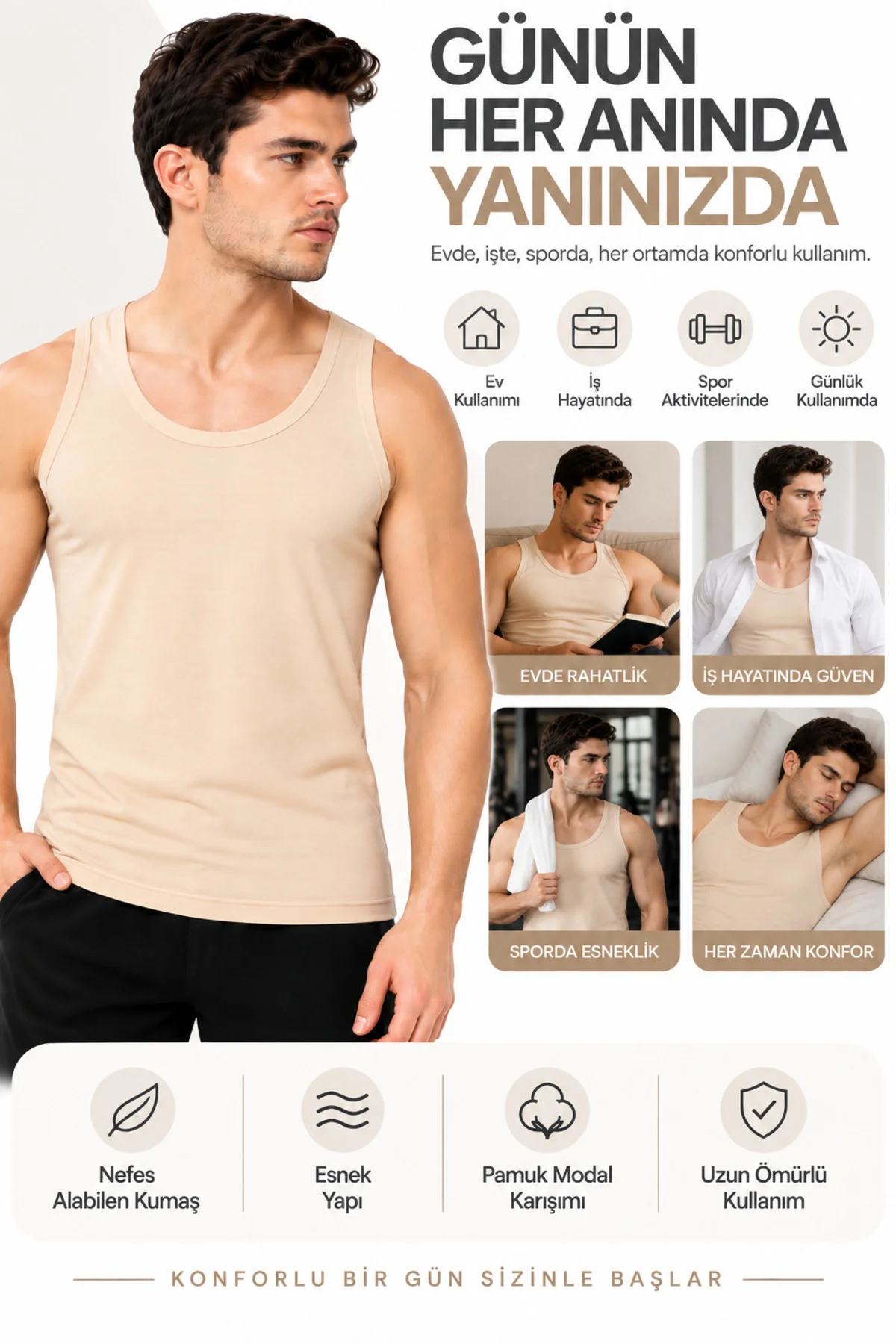 Erkek Ten Rengi Modal Atlet Pamuklu Esnek Nefes Alan Yumuşak Günlük İç Giyim S M L XL 2XL Erkek Ten Rengi Modal Atlet Pamuklu Esnek Nefes Alan Yumuşak Günlük İç Giyim S M L XL 2XL