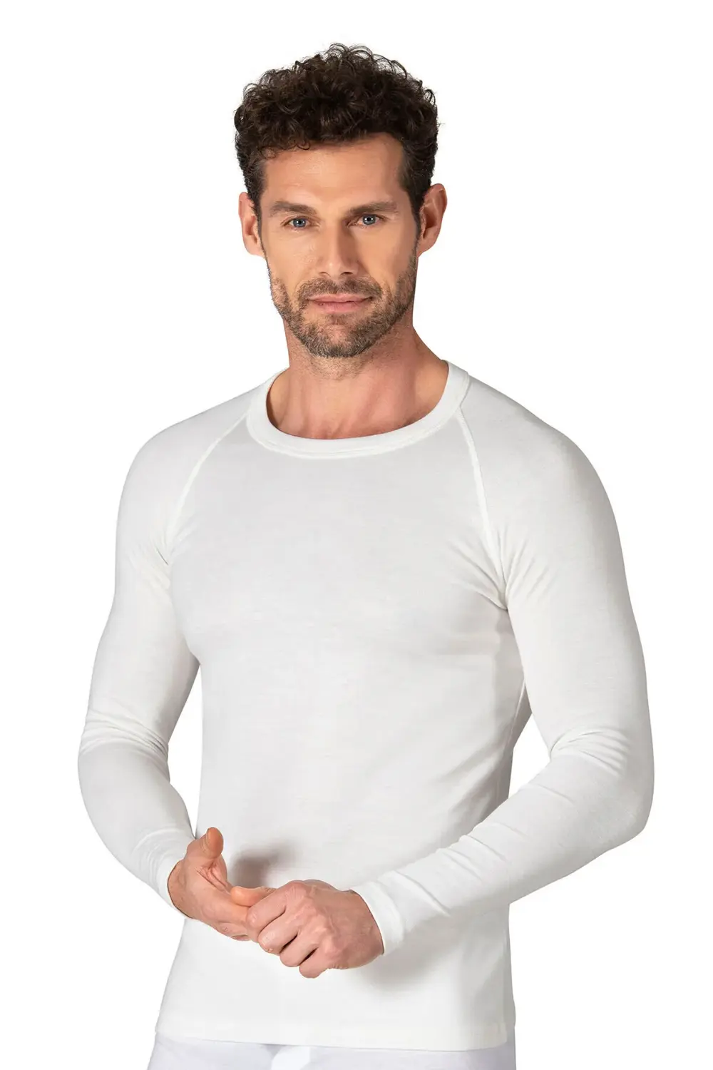 Erkek Termal Viskon Uzun Kollu Simit Yaka Body Fanila