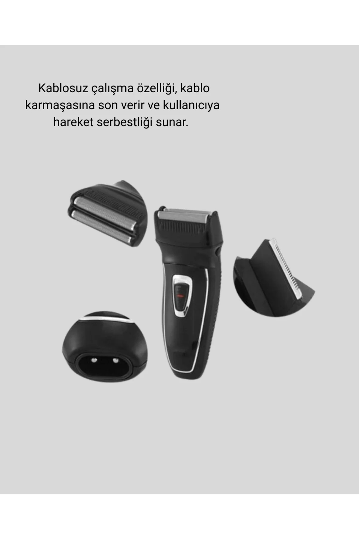 Erkek Tıraş Makinesi Kablosuz Kuru Tıraş Folyo Başlık Yıkanabilir Gövde