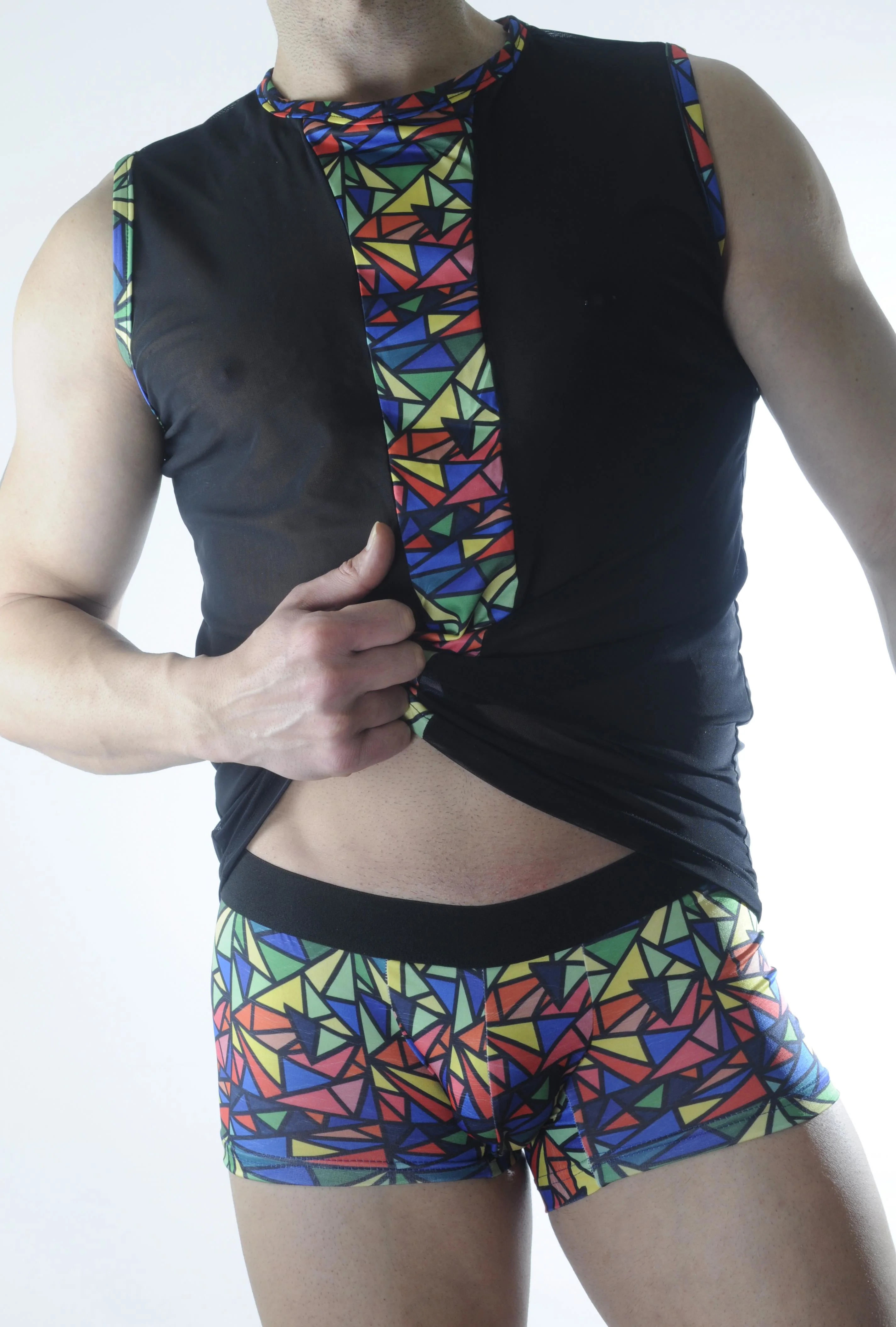Erkek Transparan Renki Atlet Boxer Takımı