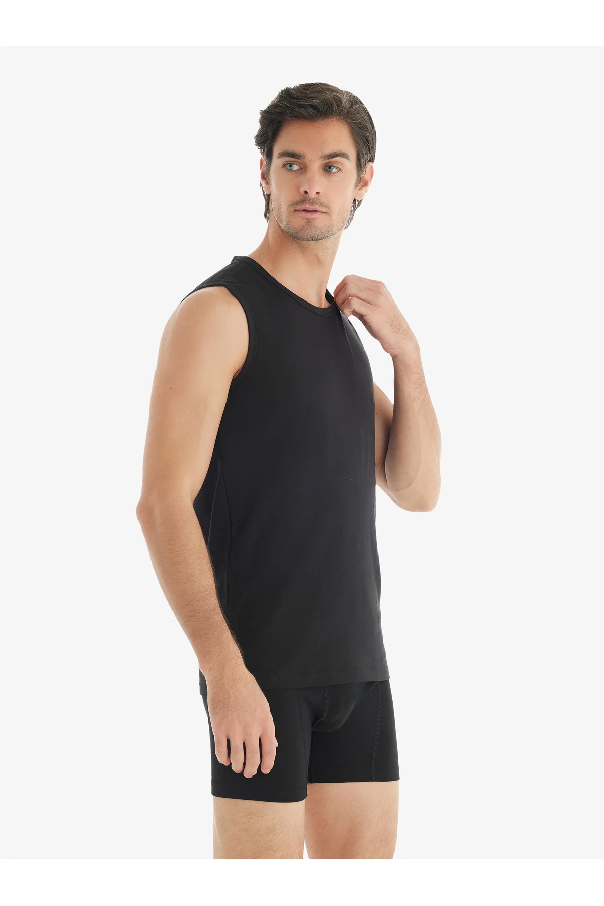 Erkek Tshirt - Kolsuz Tender Cotton 9234 - Siyah