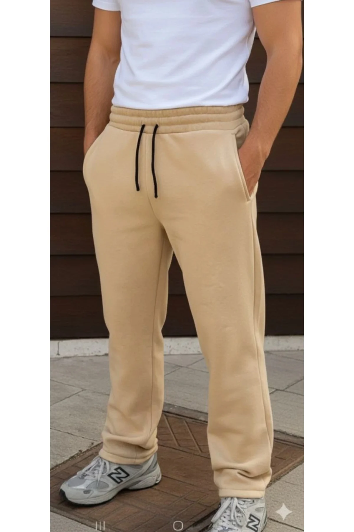 Erkek Üç Iplik Kışlık Pamuklu Ovarsize Bağcıklı Düz Paça Cepli Eş