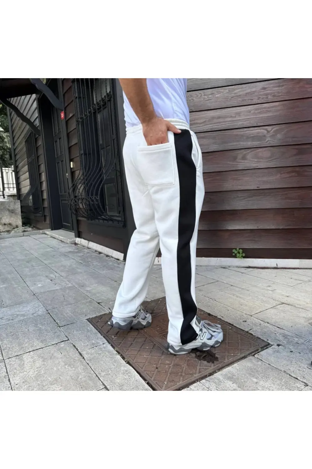 Erkek Üç İplik Kışlık Pamuklu Yandan Garneli Kalın Şeritli Cepli