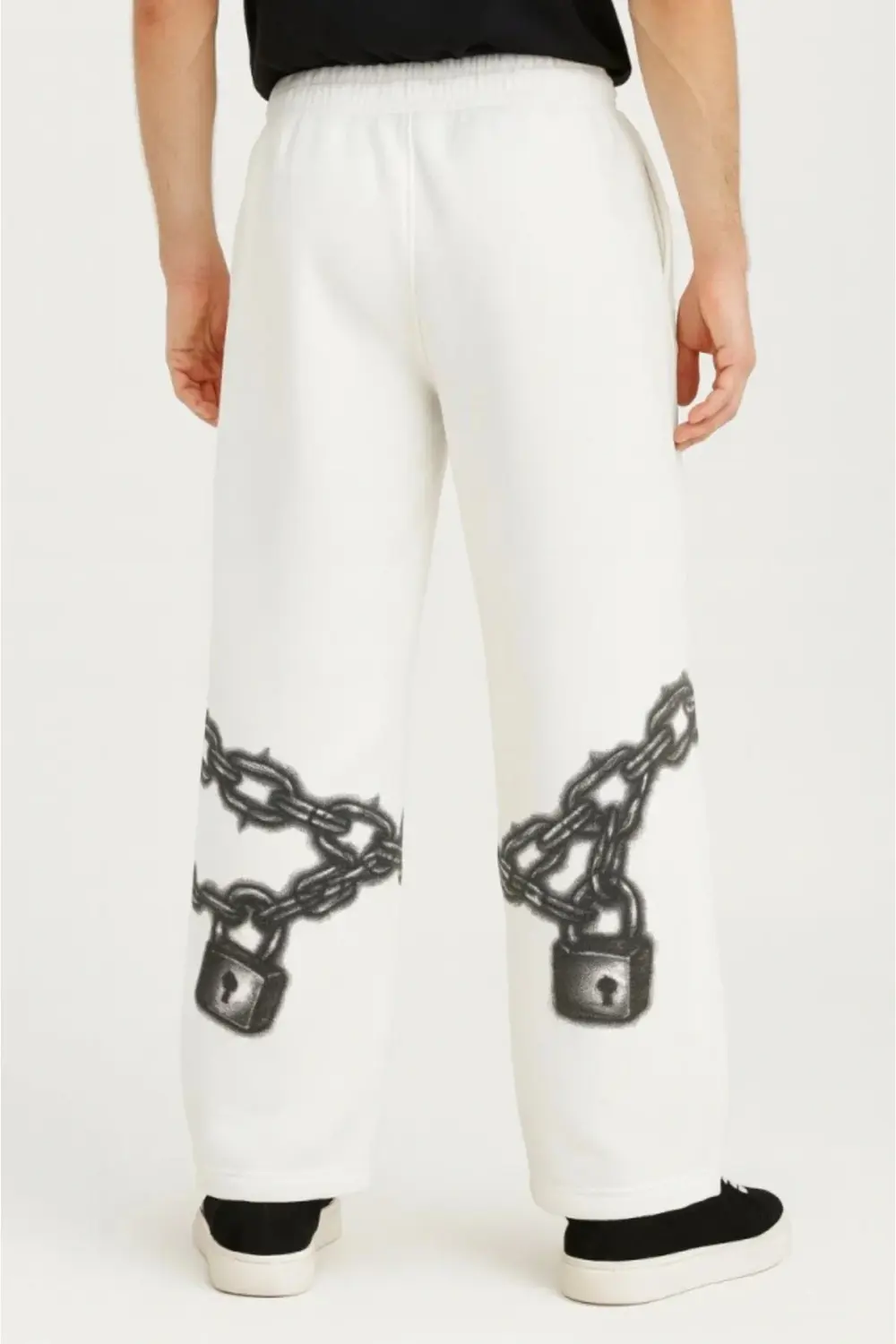 Erkek Üç İplik Pamuklu Baskılı Cepli Jogger Buggy Pantalon Oversi