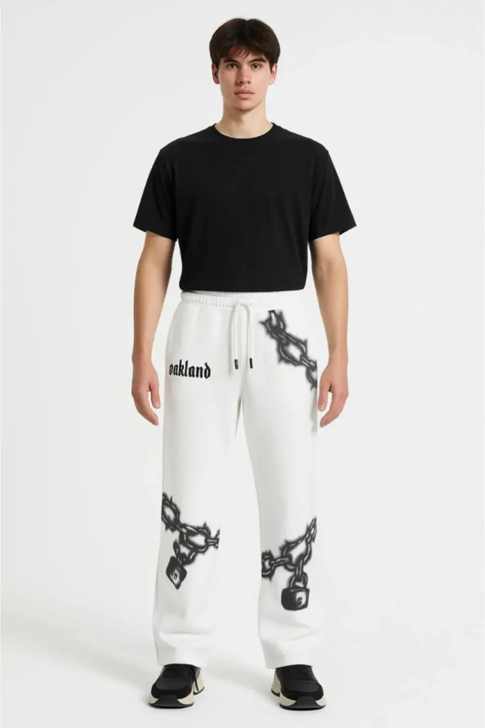 Erkek Üç İplik Pamuklu Baskılı Cepli Jogger Buggy Pantalon Oversi