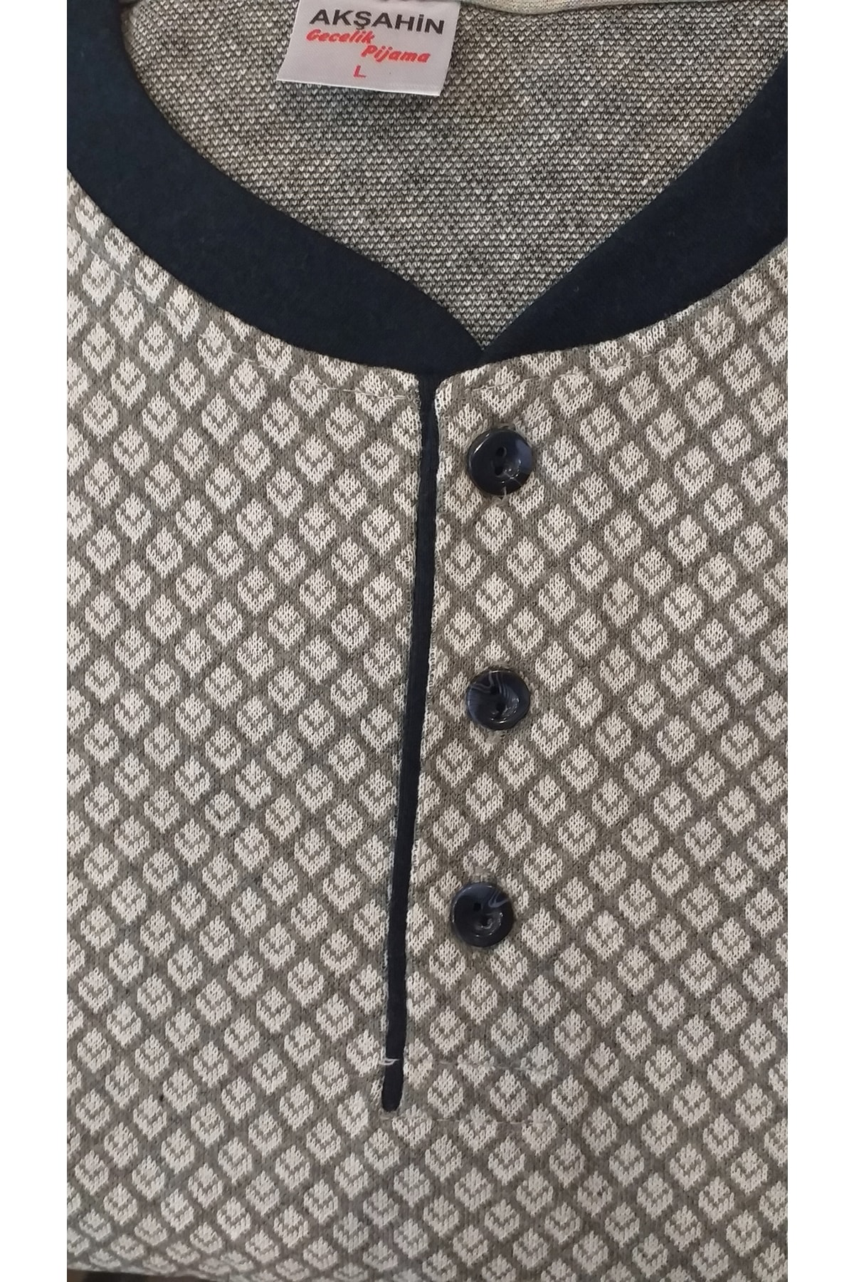 Akşahin Erkek Uzun Kol Kışlık Pijama Takımı Beyaz-Lacivert