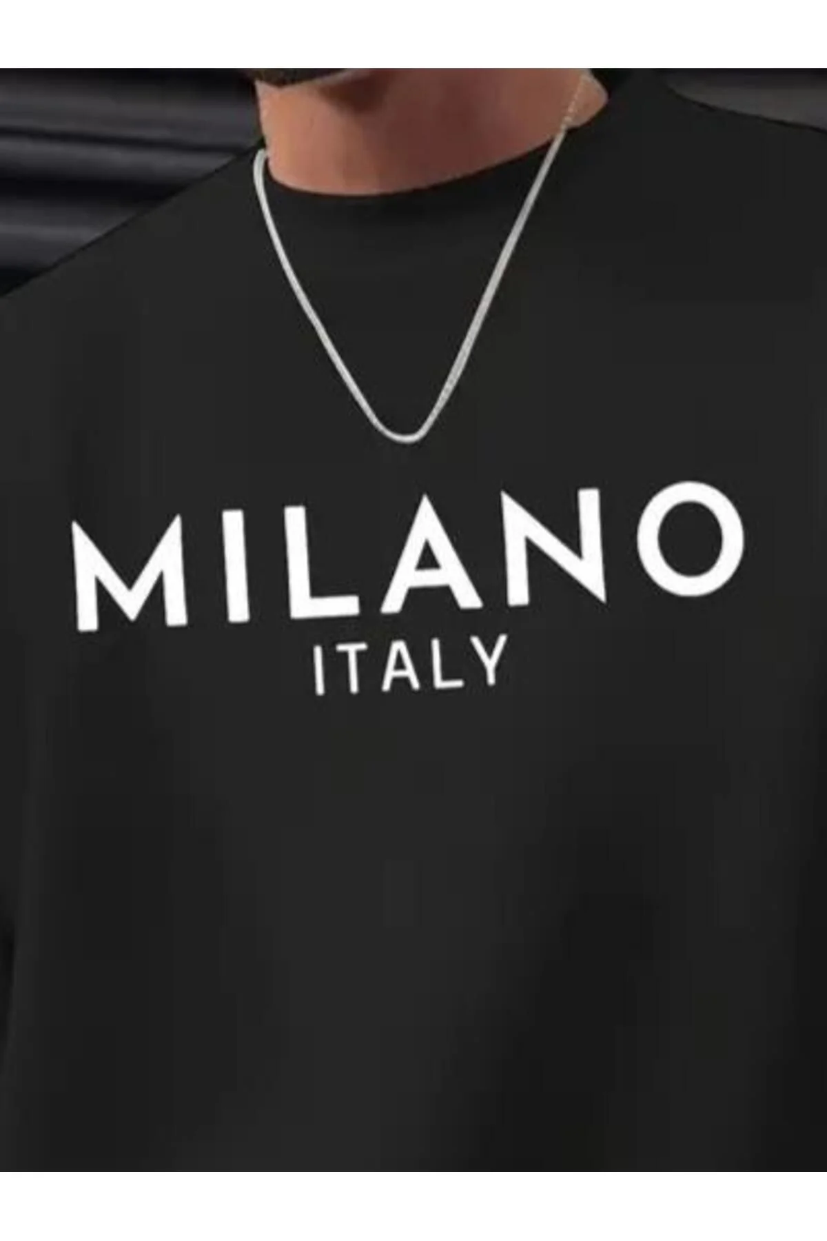 Erkek Uzun Kollu Bisiklet Yaka Milano Yazılı Iki Iplik Bluz