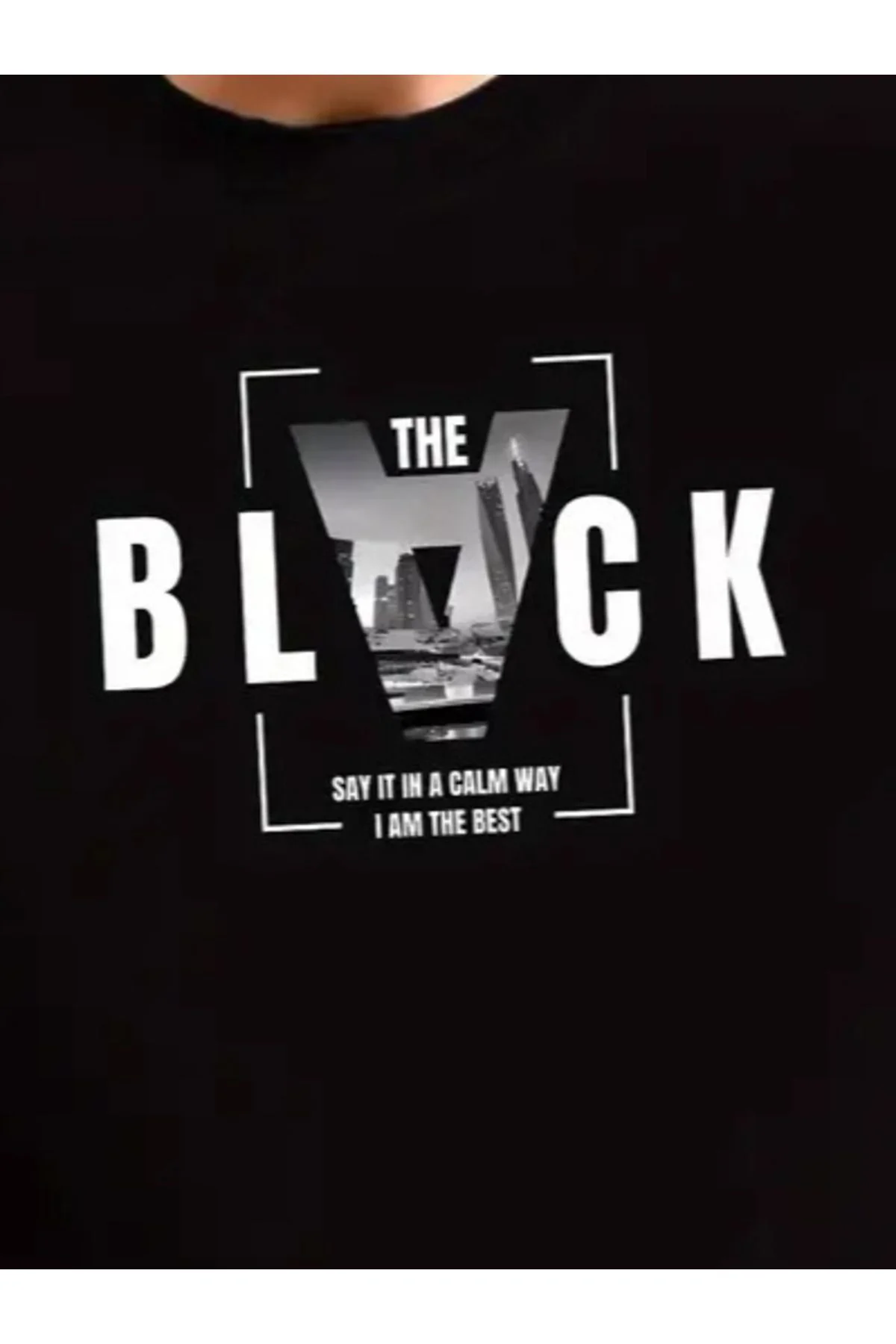 Erkek Uzun Kollu Bisiklet Yaka Black Logolu Iki Iplik Bluz