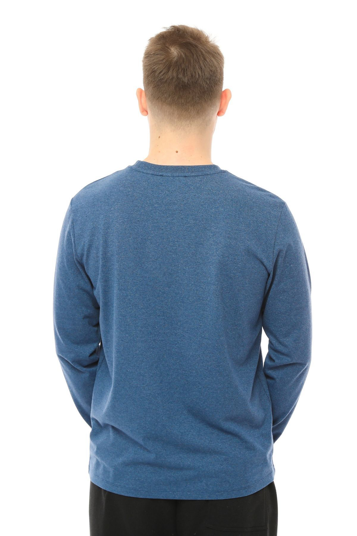 Defys Erkek Bisiklet Yaka Uzun Kollu Regular Fit Basic Tişört İndigo