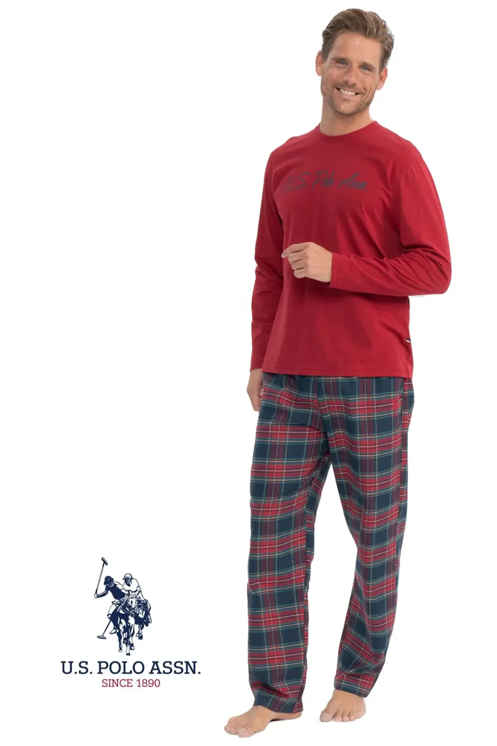 Erkek Uzun Kollu & Ekoseli Nova Ev Giyim & Pijama Takımı -MER.1.8