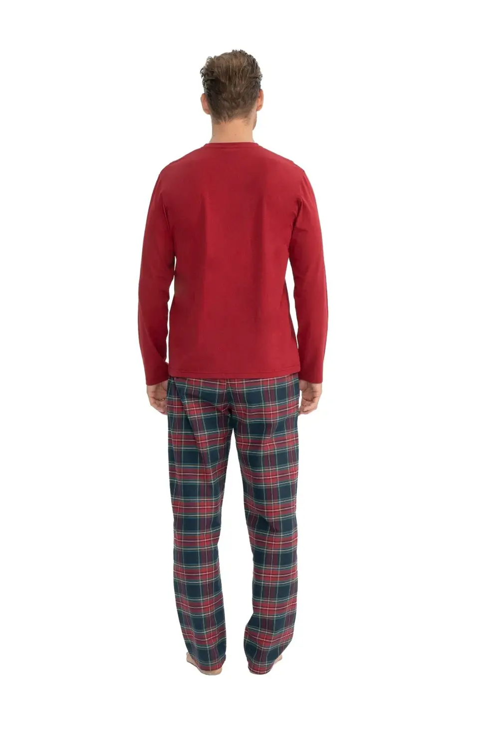 Erkek Uzun Kollu & Ekoseli Nova Ev Giyim & Pijama Takımı -MER.1.8