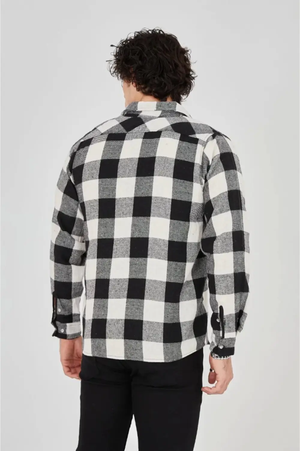 Erkek Uzun Kollu Oduncu Gömlek - Siyah