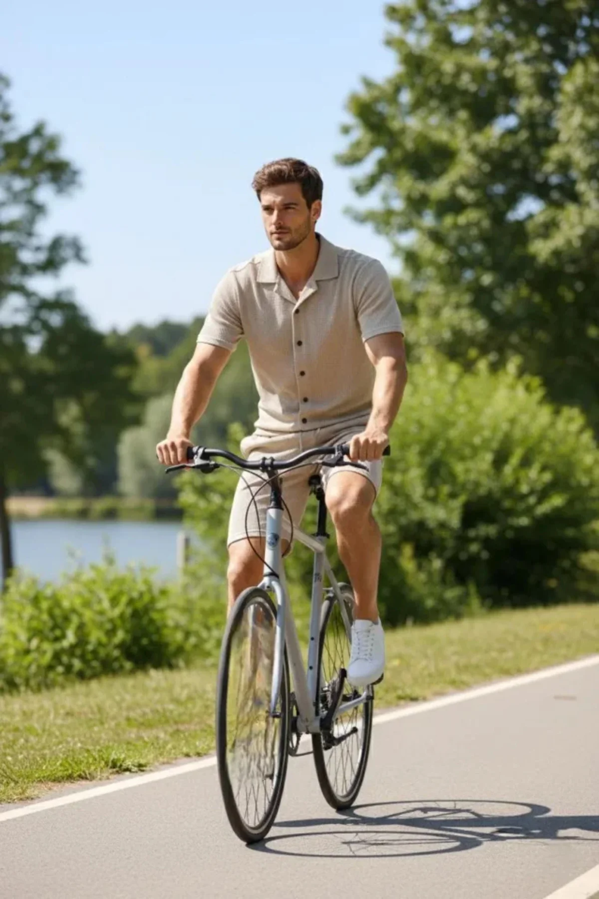 Erkek Waffle Kumaş Kısa Kollu Gömlek Şort Takım Regular Fit Yazlı