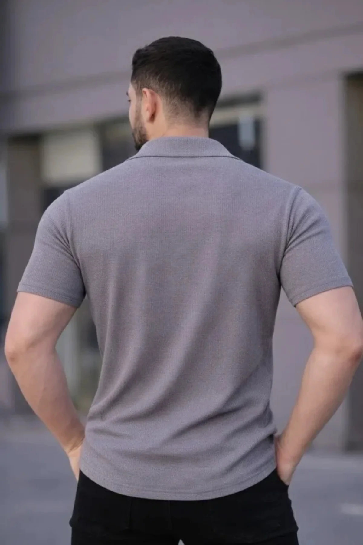 Erkek Waffle Kumaş Kısa Kollu Düğmeli Açık Yaka Regular Fit Gömle