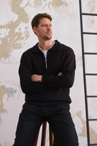 Erkek Yarım Fermuar Rahat Sweatshirt SİYAH