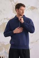 Erkek Yarım Fermuar Rahat Sweatshirt LACİVERT