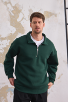 Erkek Yarım Fermuar Rahat Sweatshirt KOYU YEŞİL