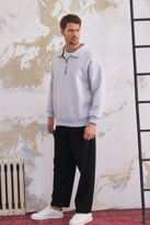 Erkek Yarım Fermuar Rahat Sweatshirt GRİMELANJ