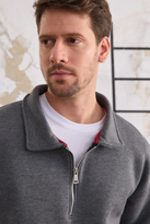 Erkek Yarım Fermuar Rahat Sweatshirt KIRÇILLI FÜME