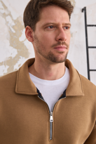 Erkek Yarım Fermuar Rahat Sweatshirt KARAMEL