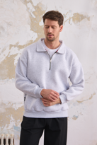 Erkek Yarım Fermuar Rahat Sweatshirt GRİMELANJ