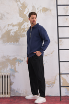 Erkek Yarım Fermuar Rahat Sweatshirt LACİVERT