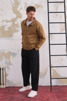 Erkek Yarım Fermuar Rahat Sweatshirt KARAMEL