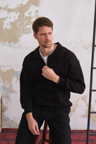 Erkek Yarım Fermuar Rahat Sweatshirt SİYAH