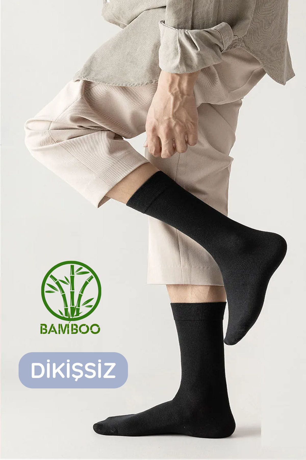 Erkek Yazlık Bambu Soket Uzun 8 Çift Karma Renkli Çorap