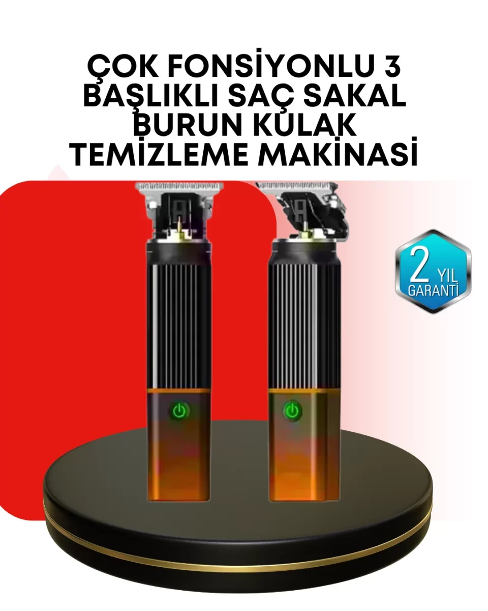 Erkekler İçin Şarjlı 3’ü 1 Arada Trimmer Seti – Güçlü Motor, Sessiz Çalışma - Lisinya