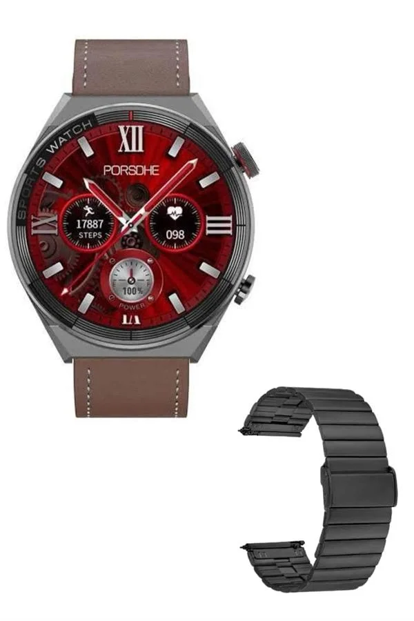 Erkeklere Özel Akıllı Saat Çelik Kordon Bluetooth Bağlantılı İOS ve Android Uyumlu