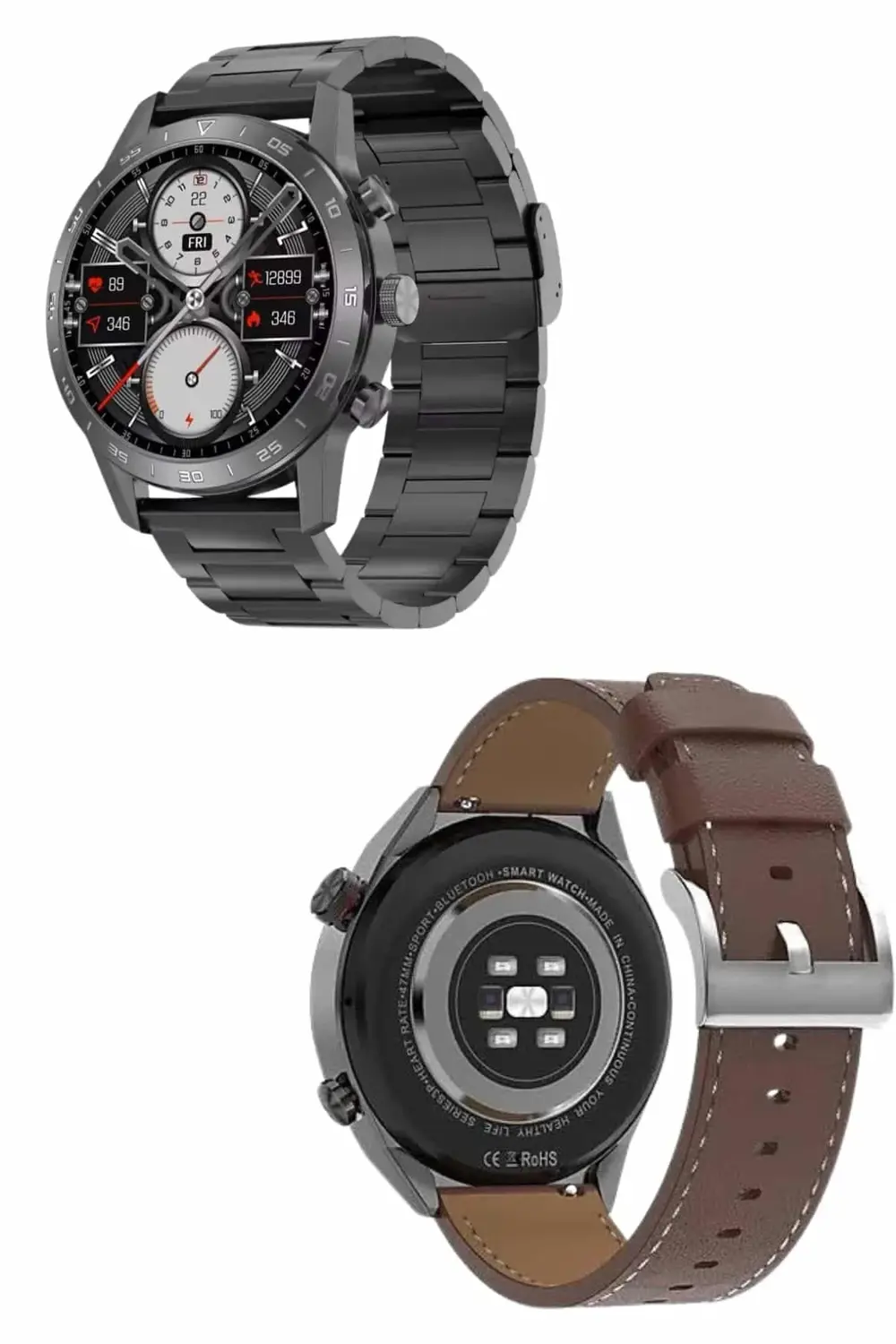 Erkeklere Özel Akıllı Saat Çelik Kordon Bluetooth Bağlantılı İOS