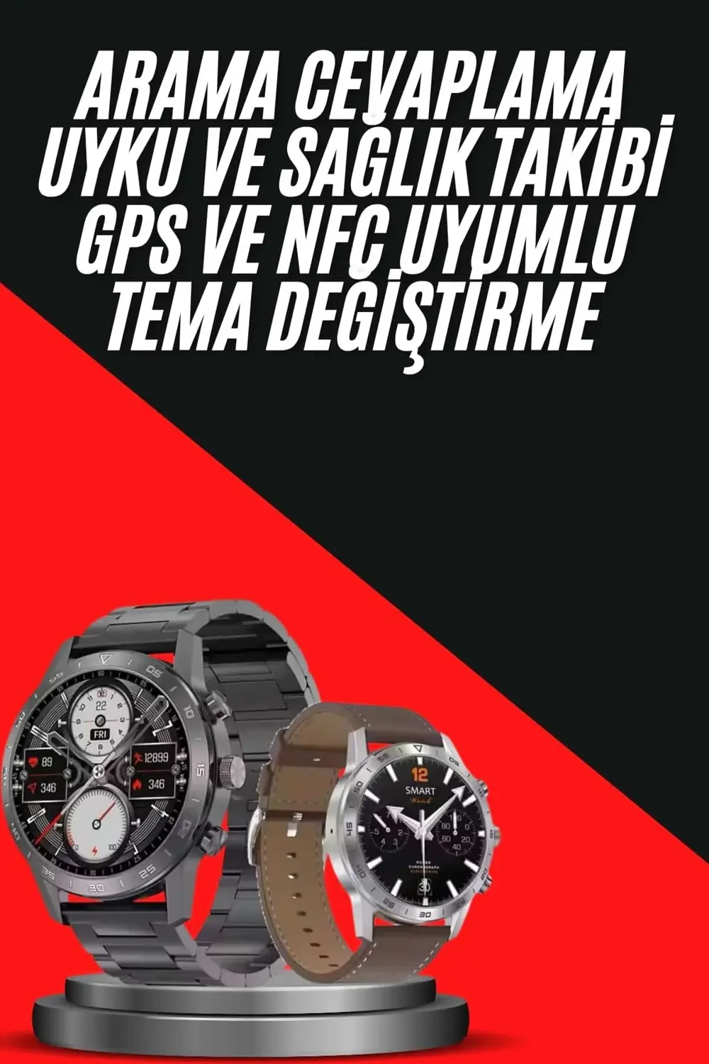 Erkeklere Özel Akıllı Saat Çelik Kordon Bluetooth Bağlantılı İOS