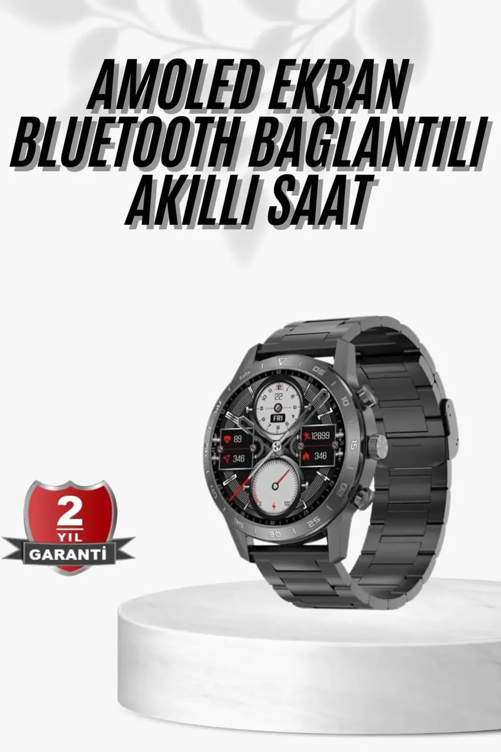 Erkeklere Özel Akıllı Saat Çelik Kordon Bluetooth Bağlantılı İOS