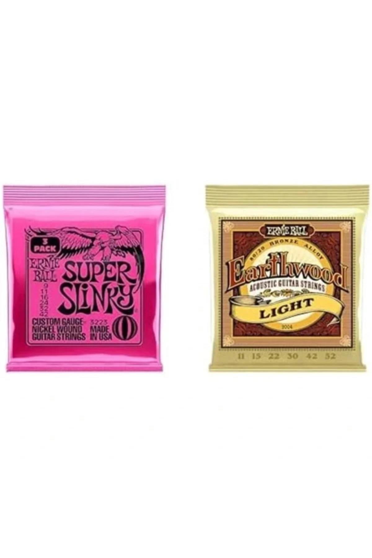 Ernie Ball Super Slinky 3 pack ve EW 80/20 Light