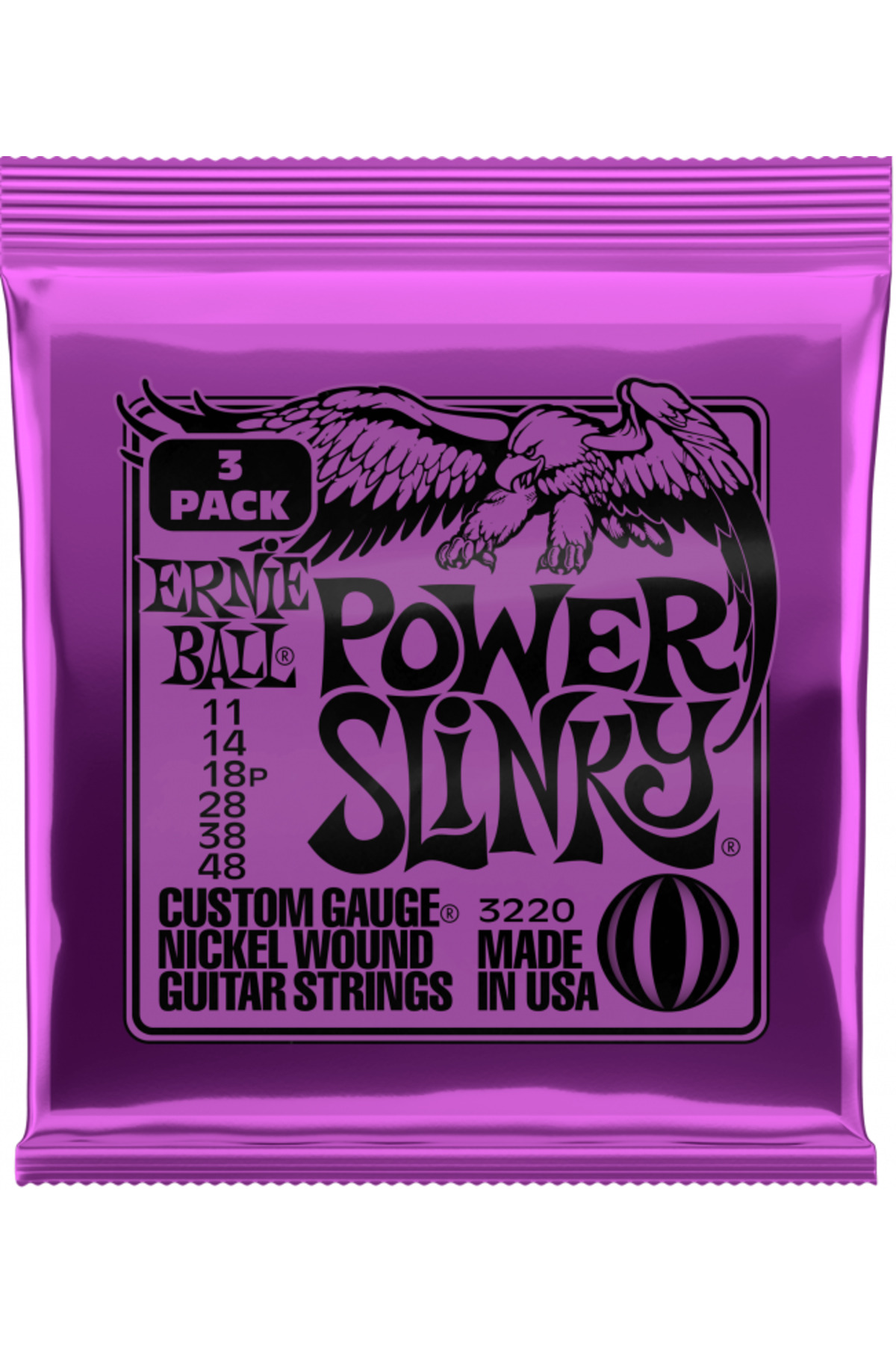 Ernieball P03220 POWER SLINKY Elektro Gitar Tel Seti 3 lü Paket
