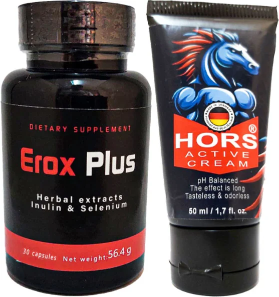 Eroxplus Erkek Kapsül 30lu + Hors Active Cream 50 ml - Erkek Katılaştırıcı Krem Seti
