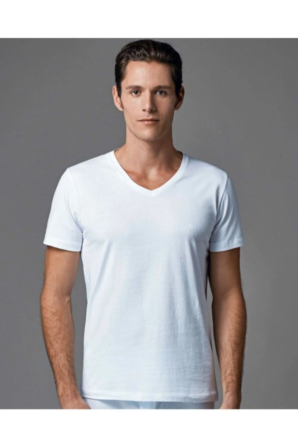 Ers039 Erkek V Yaka T-shirt Atlet (ikili Paket) - Beyaz