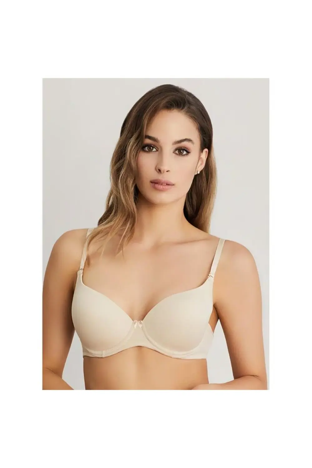 ERSK111 Daisy Kulaklı Yarı Push-Up Tek Sütyen - Ten